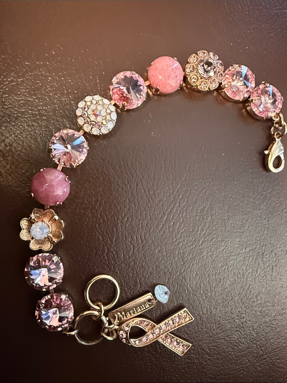 NWOT Mariana Pink Breast Cancer Awareness Ribbon Charm Bracelet Rose Gold
